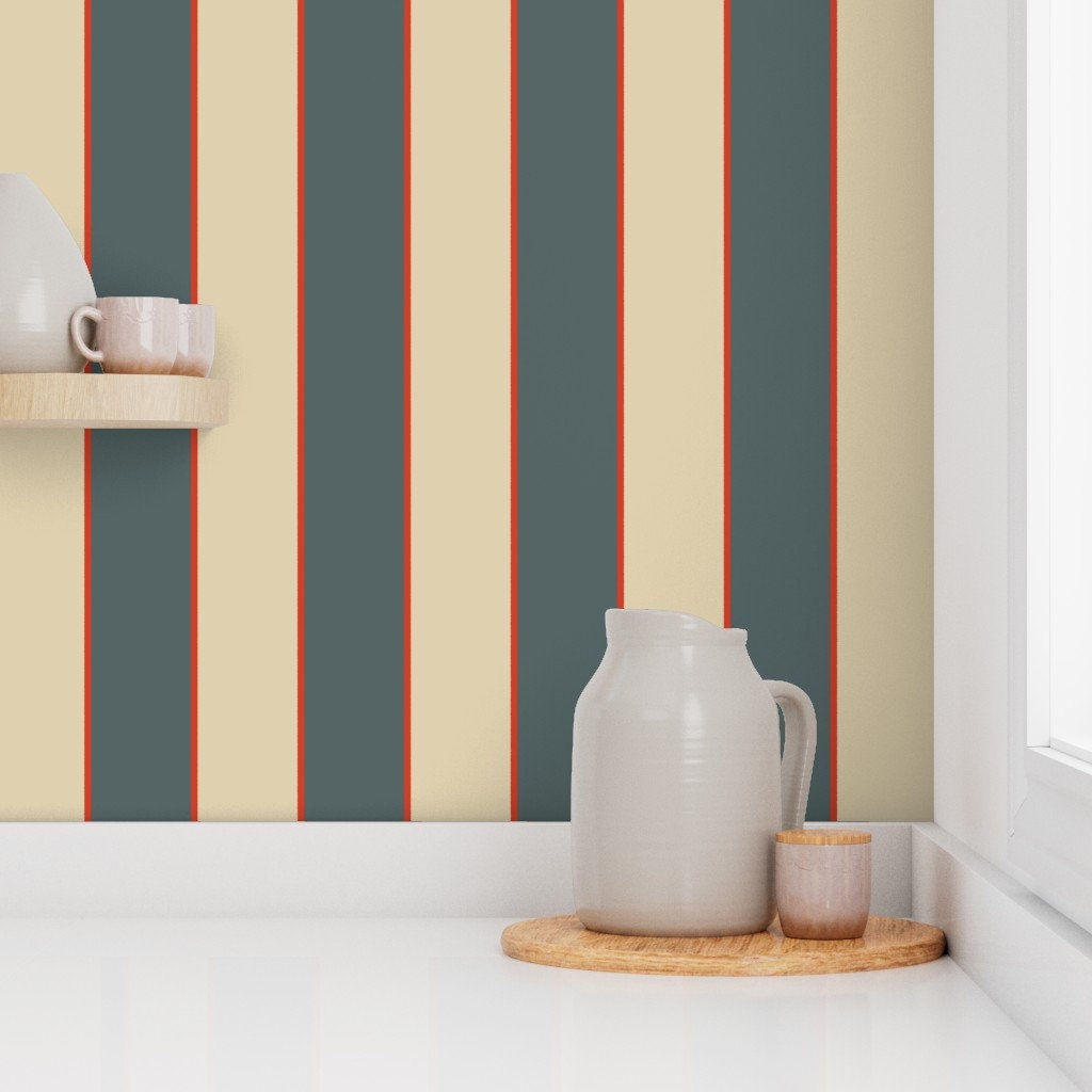 Stripes Wallpaper Mid Century Modern Stripe by - Etsy