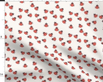 Ladybug Apparel Fabric - Cute Bug Peach by pondering_acres - Summer Insect Whimsical Fun Cute Happy Cheerful Clothing Fabric by Spoonflower
