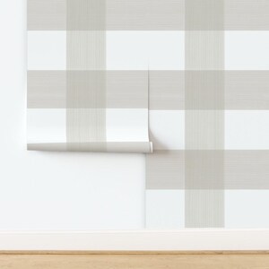 Buffalo Plaid Wallpaper - Putty 8" Buffalo Plaid By Danika Herrick - Custom Printed Removable Self Adhesive Wallpaper Roll by Spoonflower image 4