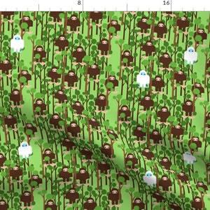 Sasquatch Fabric Lost In Bigfoot Forest Small By Thirdhalfstudios Yeti Myth Kids Monster Cotton Fabric By The Yard With Spoonflower image 1