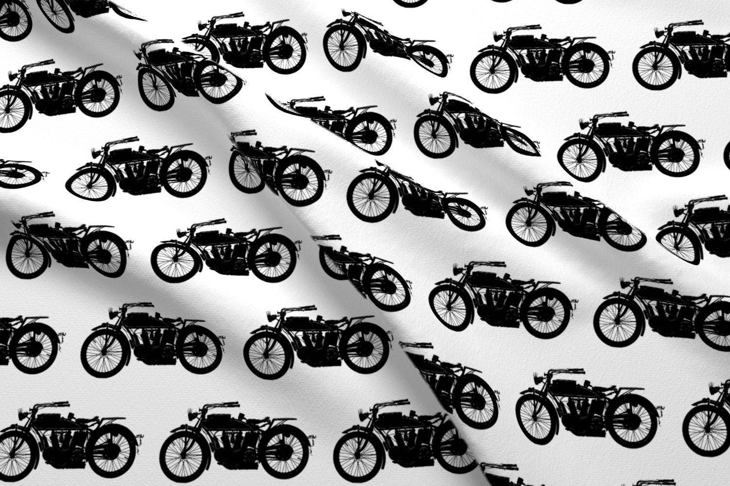 Vintage Motorcycle Fabric Antique Motorcycle Large By Thin | Etsy