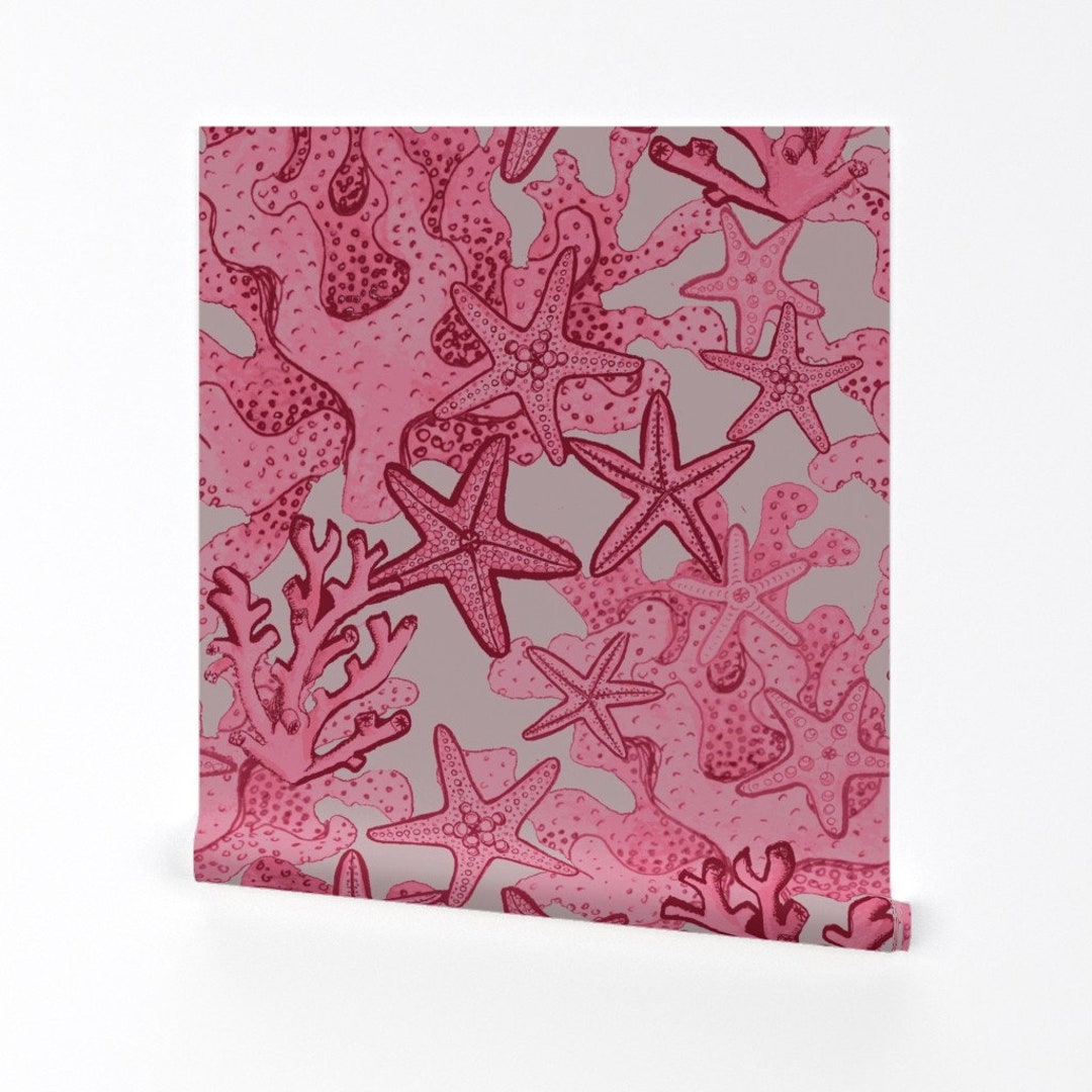 Pink Coral Starfish Wallpaper Coral Starfish by - Etsy