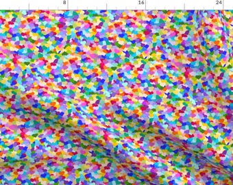Heart Fabric - Rainbow Confetti Hearts By Inspirationz - Valentine's Day Rainbow Heart Cotton Fabric By The Yard With Spoonflower