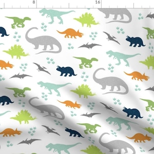 Dino Fabric - Dinosaurs By Westandarrow - Dino Jurassic Prehistoric Kid Boy Nursery Quilting Cotton Fabric By The Yard With Spoonflower