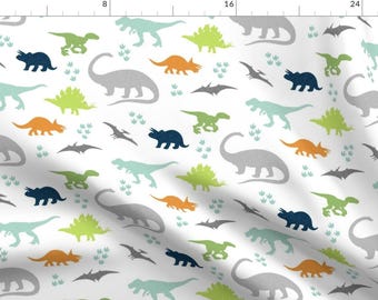 Dino Fabric - Dinosaurs By Westandarrow - Dino Jurassic Prehistoric Kid Boy Nursery Quilting Cotton Fabric By The Yard With Spoonflower