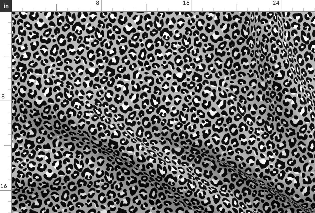 Black and Gray Cheetah Print Fabric Black Grey Leopard Cheetah
