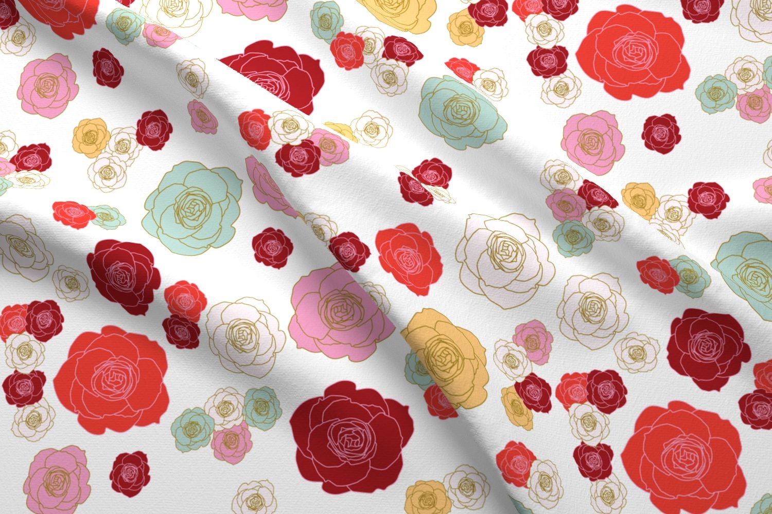 Spring Rose Pattern Fabric Roses Floral Pattern By Etsy