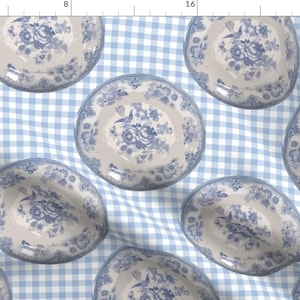 Blueberry Fabric - Let&#39;S Lunch In The Meadow Blueberry Gingham By Lilyoake - Blueberry On Plaid Cotton Fabric By The Yard With Spoonflower