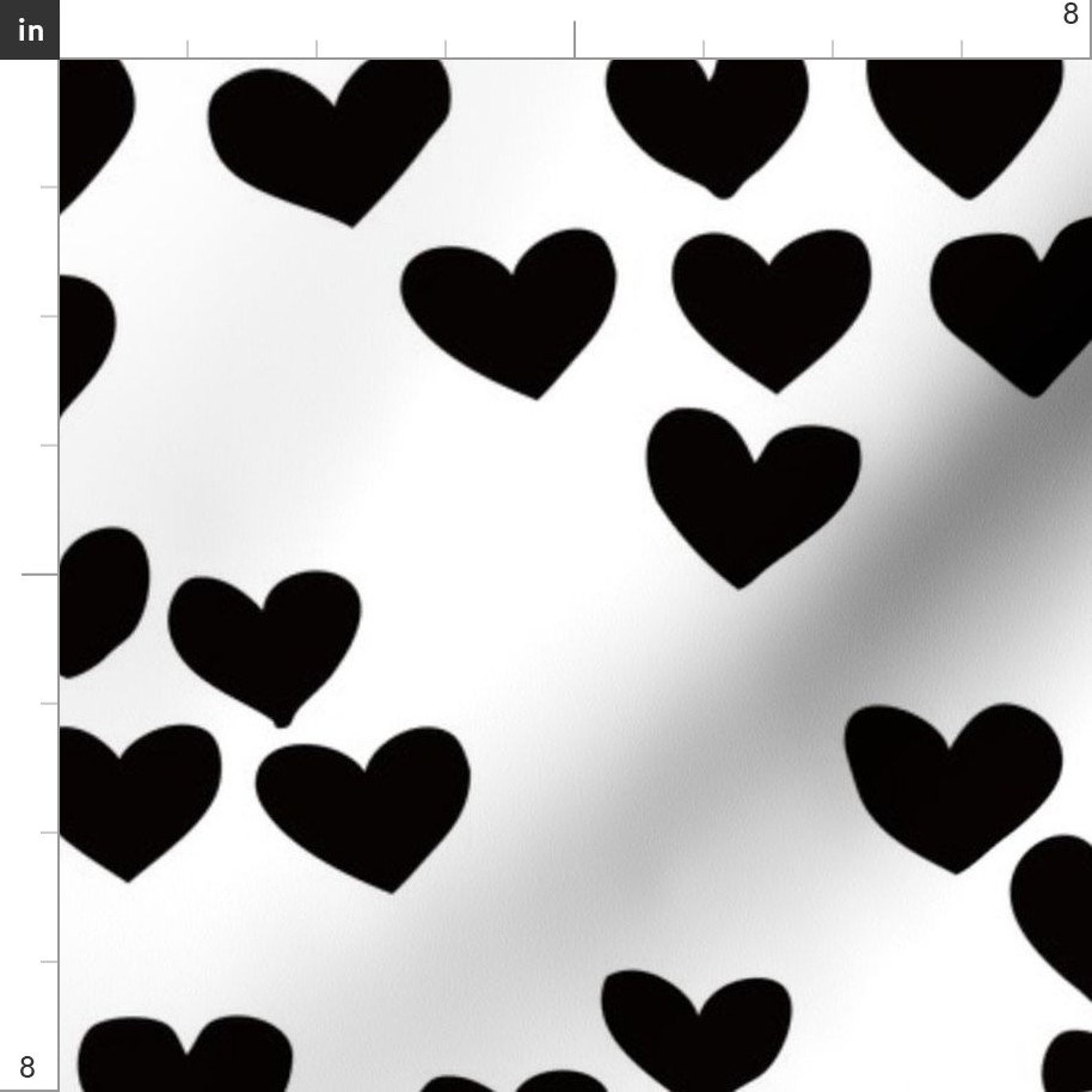 Clusters of Hearts Fabric Love Heart Scandinavian Black Etsy