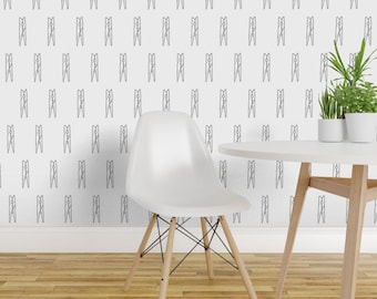 Clothespin Wallpaper - Slate Gray Clothespin By Ali*B - Gray Clothespin Custom Printed Removable Self Adhesive Wallpaper Roll by Spoonflower