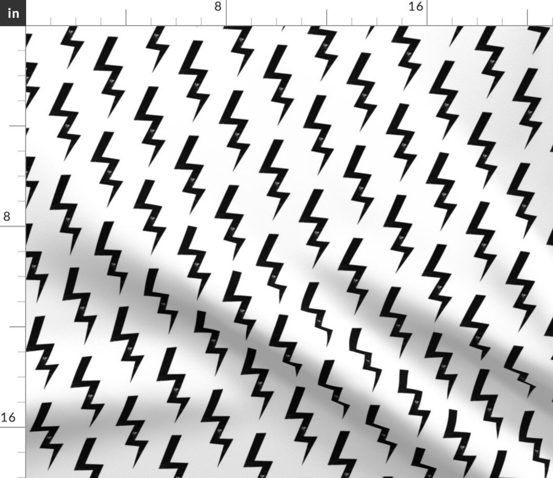 Lightning Bolt Fabric Black and White Bolt by Charlotte Etsy