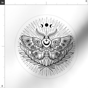 Moth Embroidery Template on Cotton Moon Luna Moth By Moonflora Art Boho Embroidery Pattern for 6 Hoop Custom Printed by Spoonflower image 4