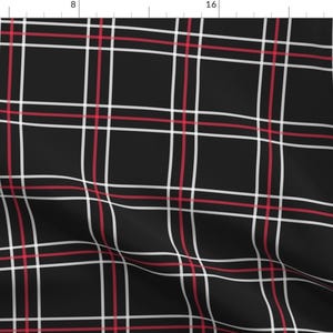 Uniform Fabric -  High School Uniform Black Red White Plaid By Atashi Costume Cosplay Cotton Checked Fabric By The Yard With Spoonflower