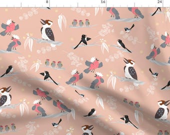 Australian Birds Fabric - Aussie Bush Acapella By Pinky Wittingslow - Australia Native Nature Cotton Fabric By The Yard With Spoonflower