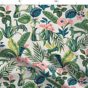 Hawaiian Vintage Inspired Botanical Fabric - Hawaiian Mythical Beasts By Bexmorley - Rainforest Cotton Fabric By The Yard With Spoonflower