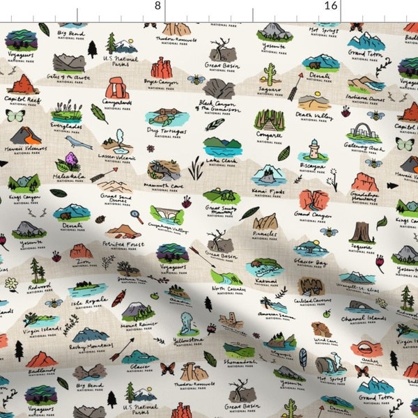 National Park Fabric - National Parks Mountain Landscape By Twodreamsshop - Park Fun Adventure Cotton Fabric By The Yard With Spoonflower