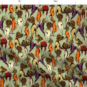 Carrot Butts Fabric - Carrot Dance by cecilia_granata - Whimsical Cute Dancing Food Kitchen Vegetables Fabric by the Yard by Spoonflower