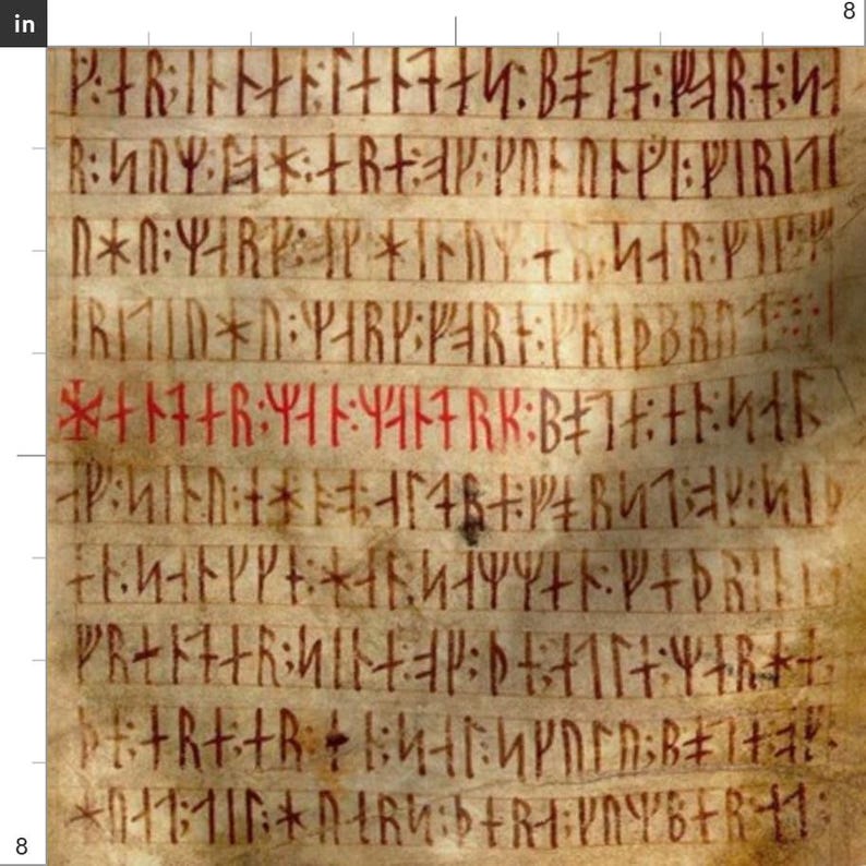 Rune Fabric - Codex Runicus Orginal By Odinist - Rune Lettering Parchment Red Brown Fantasy Cotton Fabric By The Yard With Spoonflower imagen 3