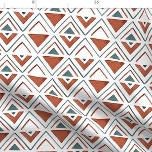 Rusty Watercolor Triangles Fabric - Rusty Triangles By Bluebirdcoop - Abstract Geometric Decor Cotton Fabric By The Yard With Spoonflower