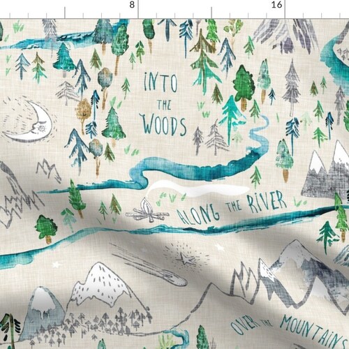 Map Fabric Max's Map grey Custom Fabric by Nouveau Etsy