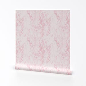 Marmor Tapete - Marmor Weiß Rosa von Kimsa - Marmor Chic Girly moderne trendige Boho entfernbare selbst klebende Tapetenrolle durch Spoonflower