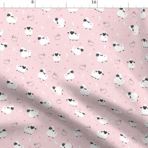Baby Sheep Fabric - Thank Ewe Sugar Pink By Natalee Wegmann - Baby Sheep Pink Girl Nursery Animal Cotton Fabric By The Yard With Spoonflower