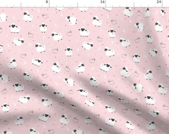 Baby Sheep Fabric - Thank Ewe Sugar Pink By Natalee Wegmann - Baby Sheep Pink Girl Nursery Animal Cotton Fabric By The Yard With Spoonflower