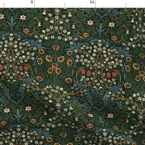 Vintage Green Fabric - Blackthorn by thevictorianoctagon - Antique Victorian Botanical William Morris Fabric by the Yard by Spoonflower