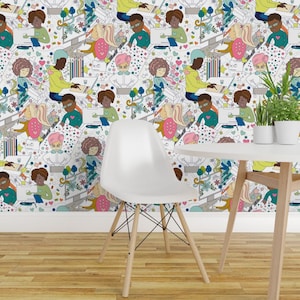 縫製用壁紙 - Spoonflowerの壁紙（Lesunia作） - Spoonflowerのカラフルなクラフト用取り外し可能な粘着壁紙ロール