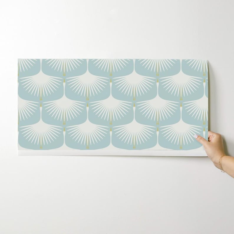 Art Deco Wallpaper - Art Deco Swans By Katerhees - Pastel Light Blue White Birds 1920 Removable Self Adhesive Wallpaper Roll by Spoonflower image 9