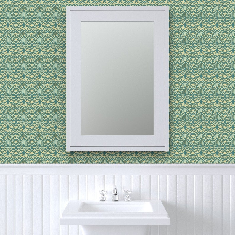 Blue and Yellow Ikat Wallpaper Ikattealtexture by Ragan Etsy