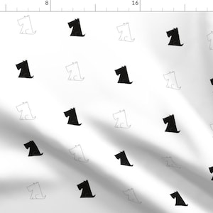 Black + White Scottish Terrier Fabric - Scottish Terrier By Booboo Collective - Terrier Pet Dog Cotton Fabric by the Yard With Spoonflower