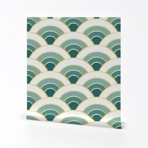 Scales Wallpaper Osaka Waves Ocean by Foxlark Modern Home - Etsy