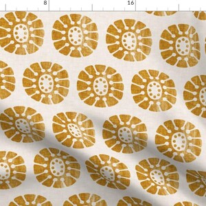 Boho Golden Floral Upholstery Fabric- Boho Bloom by littlearrowdecor - Modern Farmhouse Mustard Gold Fabric By The Yard With Spoonflower image 2