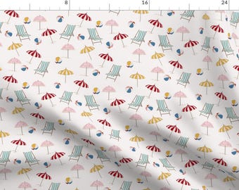 Coastal Fabric - Beach Days by paisleyanddot_llc - Beach Umbrella Beach Ball Summer Fun Summer Time Fabric by the Yard by Spoonflower