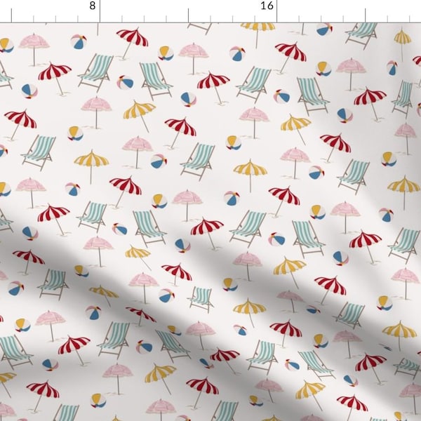 Coastal Fabric - Beach Days by paisleyanddot_llc - Beach Umbrella Beach Ball Summer Fun Summer Time Fabric by the Yard by Spoonflower