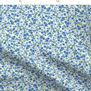 Blueberries Fabric - Blueberry Sprig By Cindylindgren- Blueberries Summer Fruit Farm Kitchen Food Cotton Fabric By The Yard With Spoonflower