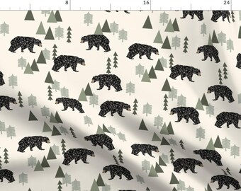 Woodland Bears Fabric - Forest Bear Baby Forest Mountain Woodland Geometric By Andrea Lauren - Cotton Fabric By The Yard With Spoonflower