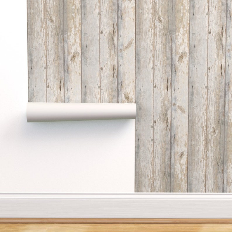 Wood Wallpaper Whitewashed Wood Planks by Etsy