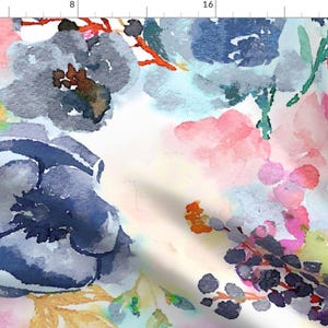 Watercolor Floral Fabric - Spring Dreams Watercolor Floral By Theartwerks - Watercolor Floral Cotton Fabric By The Yard With Spoonflower