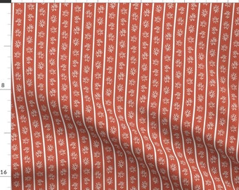 Antique Floral Fabric - Regency Stripe Red by katherinecodega - Brick Red Stripe Red White Historical Fabric by the Yard by Spoonflower