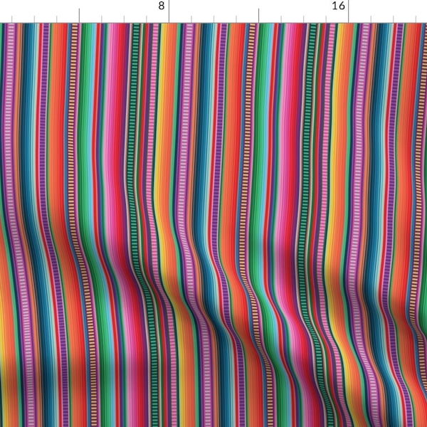 Serape Fabric - Mexican Blanket By Anchored By Love - Mexican Blanket Striped Rainbow Colorful Cotton Fabric By The Yard With Spoonflower