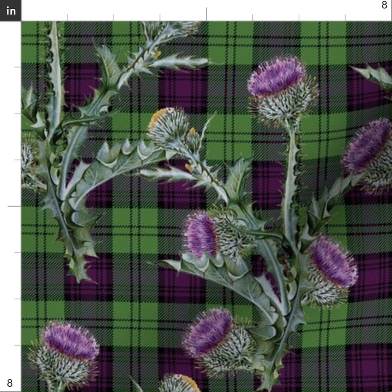 Tartan Thistle Fabric Feochadan Tartan By Lilyoake Tartan Green Purple Scottish Plaid Cotton Fabric By The Yard With Spoonflower image 2