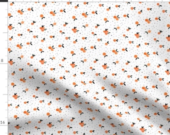 Clementine Watercolor Fabric - Clementine And Dots On White (S) By Crystal Walen - Clementines Cotton Fabric By The Yard With Spoonflower