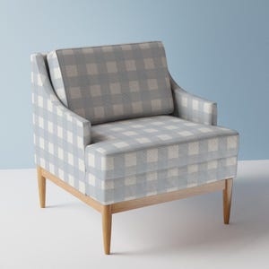 Blue Buffalo Check Upholstery Fabric- Light Blue Gingham by danika_herrick - Pastel Blue Minimal Simple  Fabric By The Yard With Spoonflower