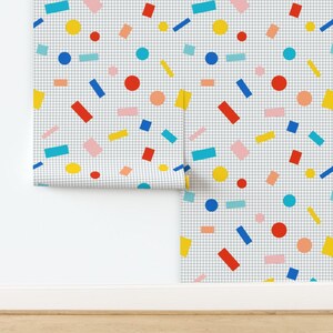 Retro Wallpaper - Color Block Grid By Louisemargaret - Retro 80s Grid Custom Printed Removable Self Adhesive Wallpaper Roll by Spoonflower image 4