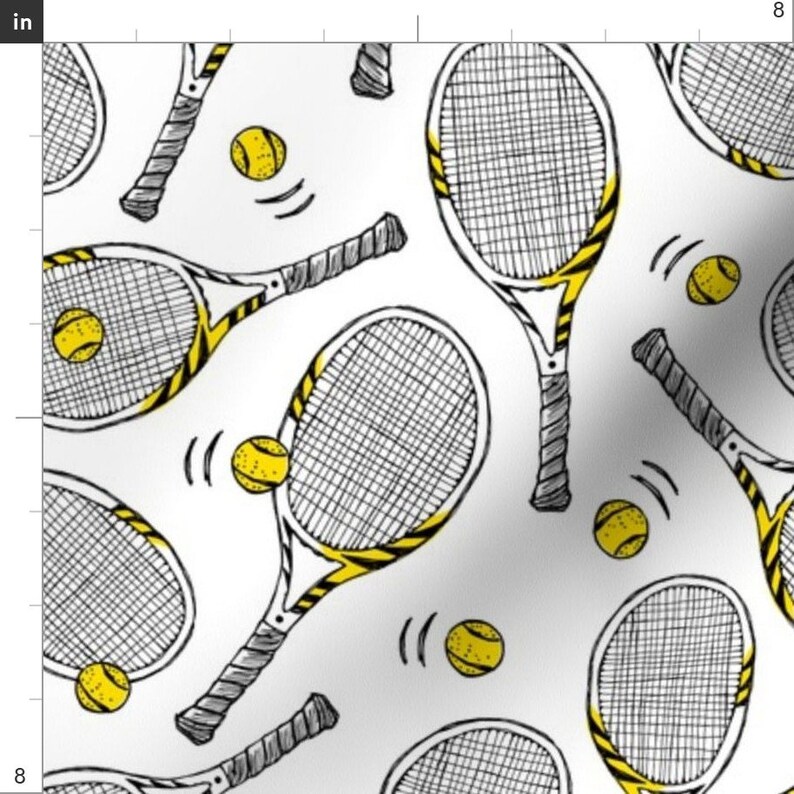 Vintage Tennis Fabric Tennis Rackets Sport Game by Revista Etsy