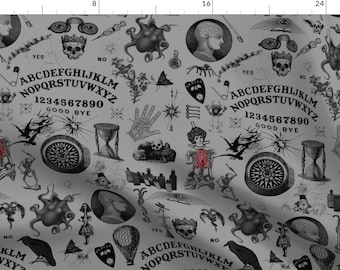 Talking Board Fabric - Apothecary By Mandamacabre - Talking Board Scary Spooky Halloween Spirits Cotton Fabric By The Yard With Spoonflower