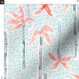 Tropical Fabric Tropicana Palms Pink/Aqua Custom Fabric By Nouveau Bohemian Tropical Cotton Fabric by the Yard with Spoonflower image 2