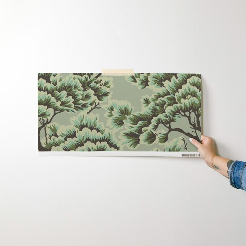 Buy Sage Green Tree Wallpaper Umbria Dawn Woods by Holli_zollinger